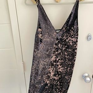 Free people black and gold sequin mini dress
